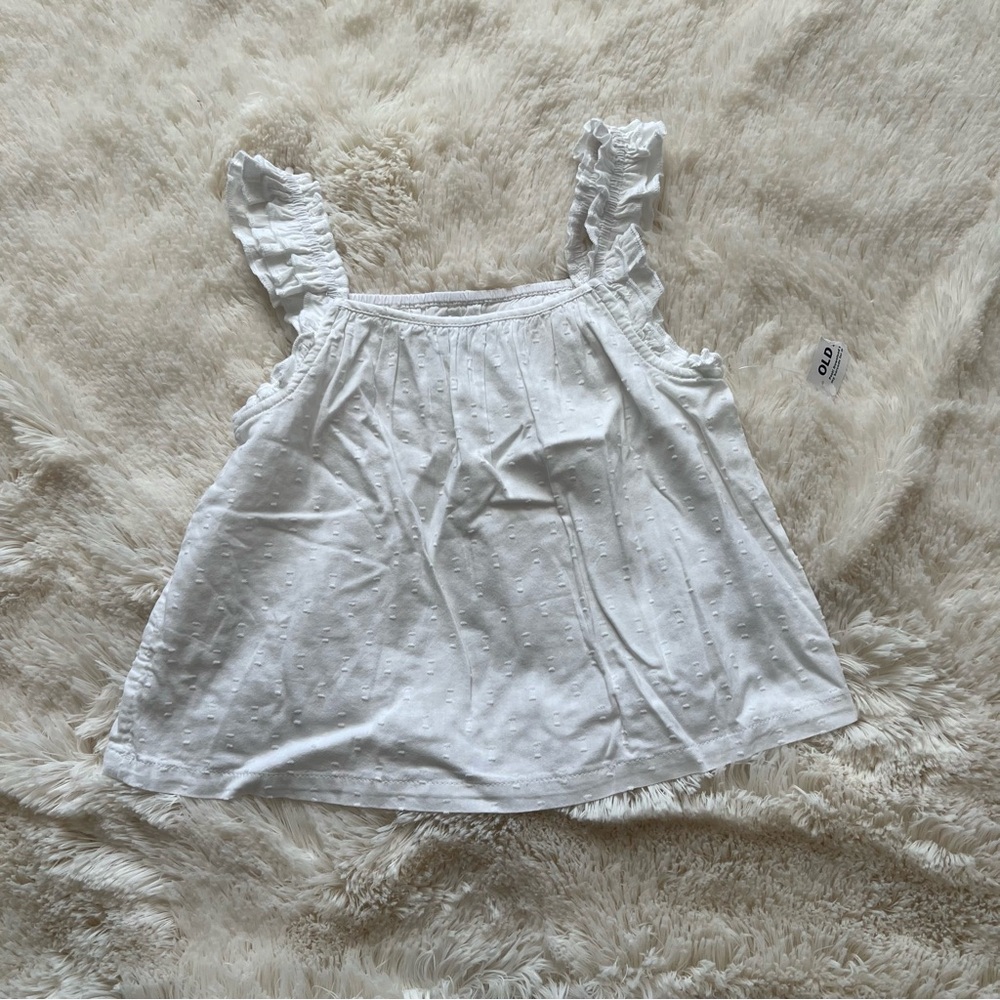 Old Navy Girls White Sleeveless Ruffle Trim Top
